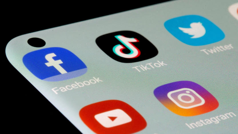 FILE PHOTO: Facebook, TikTok, Twitter, YouTube and Instagram apps are seen on a smartphone in this illustration taken, July 13, 2021. REUTERS/Dado Ruvic/Illustration//File Photo